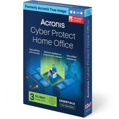 Acronis Cyber Protect Home Office Essentials, předplatné na 1 rok, 3 PC                    